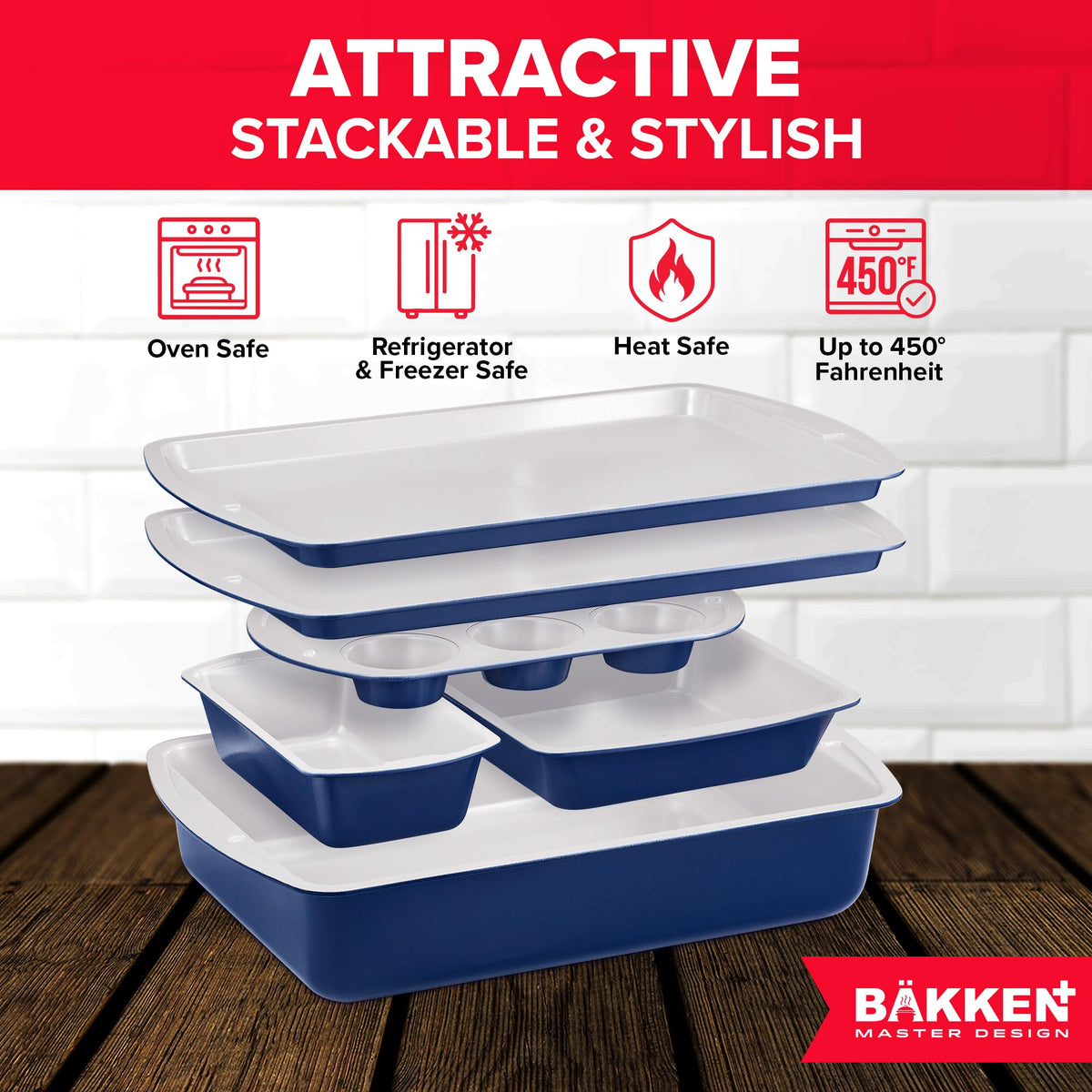 Bakken 6-Piece Stackable Bakeware Set, Royal Blue, photo 6 of 9
