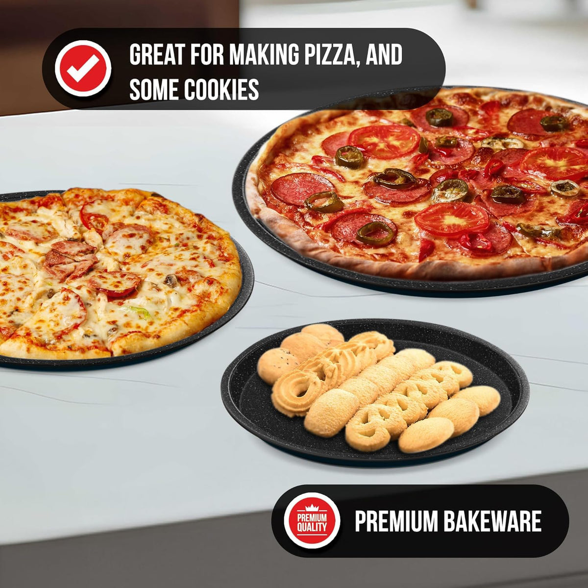 Bakken 3-Piece Pizza Pan Set, Gray Marble, photo 6 of 7