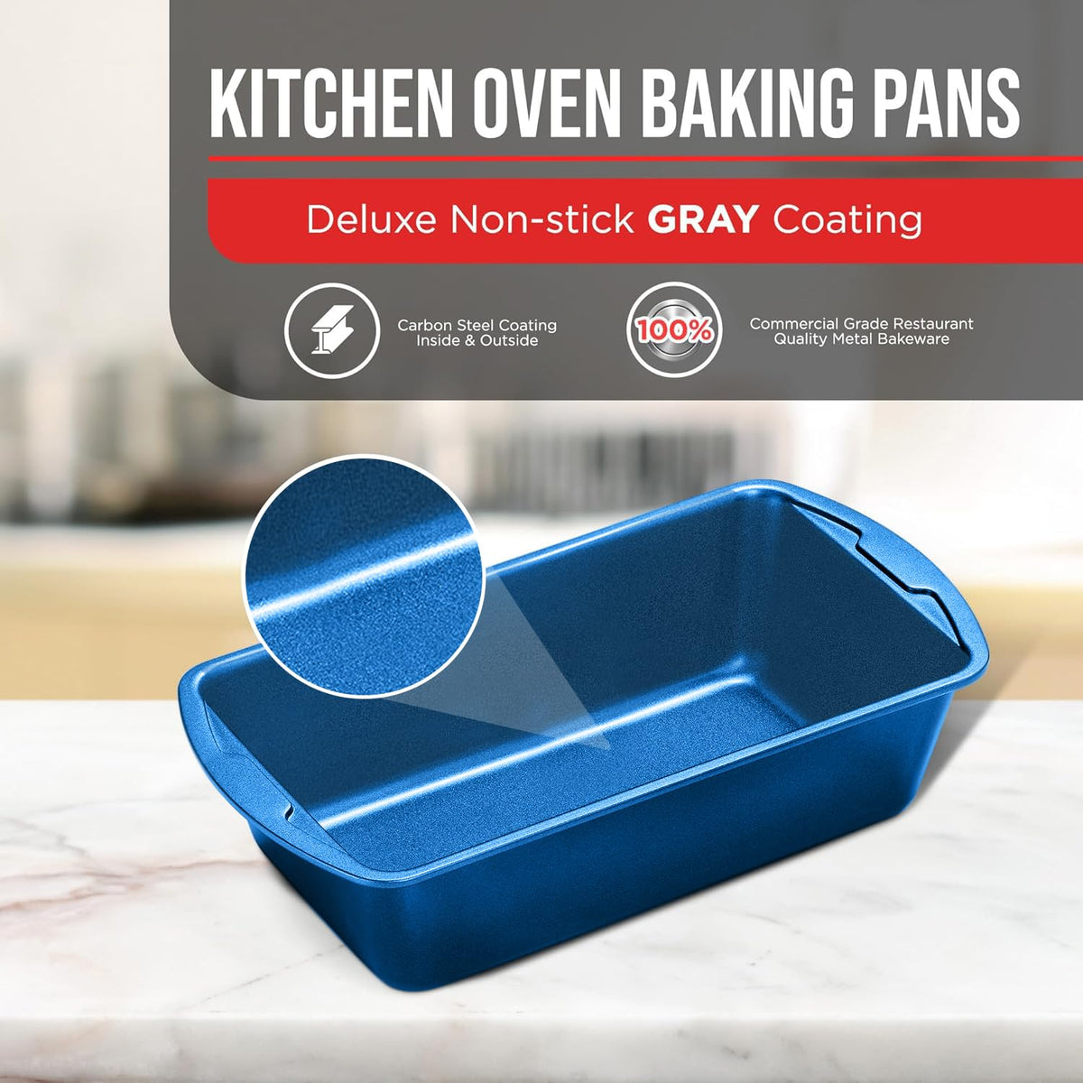 Bakken Loaf Pan Set of 2, Blue Marble, photo 6 of 6