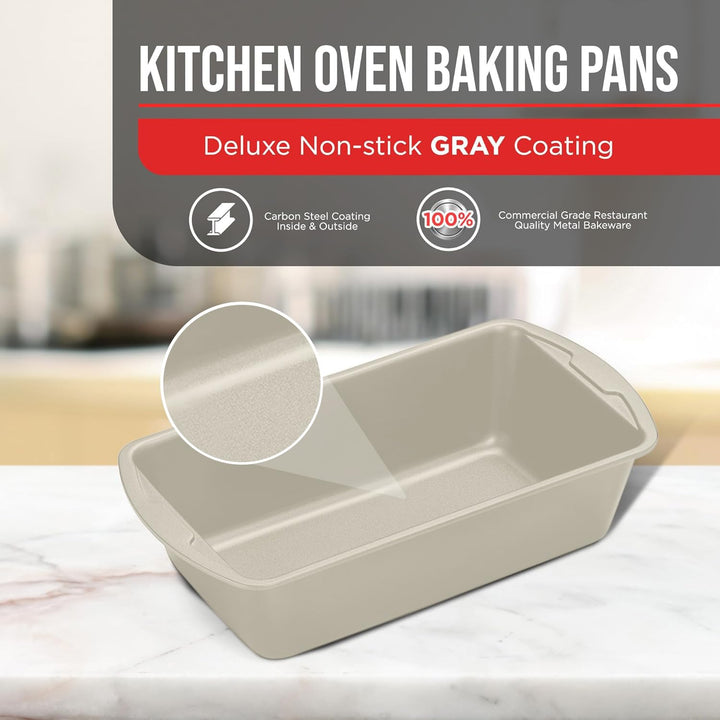 Nonstick Loaf Pan Set Pack of 1, Carbon Steel 11"Large Baking Bread Pan, Oven Safe Up to 450°F, PFOA, PFOS, PTFE Free, Space Saving Stackable Design, Stain Resistant, Dishwasher Friendly, White Marble