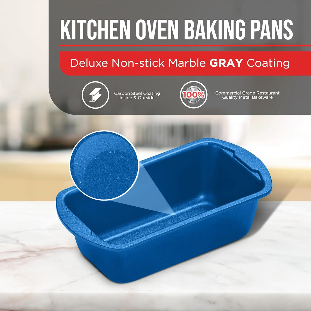 Bakken Loaf Pan Set of 4 (7-11"), Blue Marble, photo 6 of 6