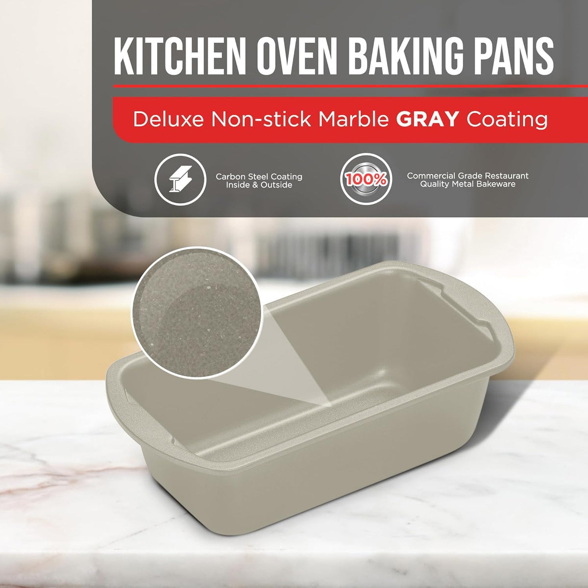 Bakken Loaf Pan Set of 4 (7-11"), White Marble, photo 6 of 6