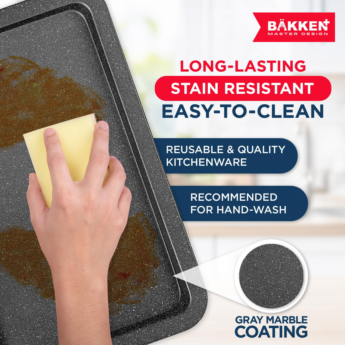 Bakken 3-Piece Stackable Cookie Sheet Set, Gray Marble, photo 7 of 8
