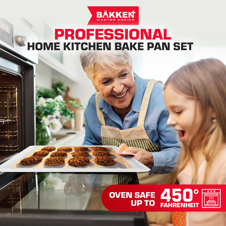 BAKKEN 6-Piece Kitchen Baking Pan Set - Royal Blue Color with Gray Ceramic Nonstick Coating, Commercial Grade Carbon Steel Bakeware, Baking Essentials, PFOA, PFOS, PTFE Free, Oven Safe (Up To 450° F)