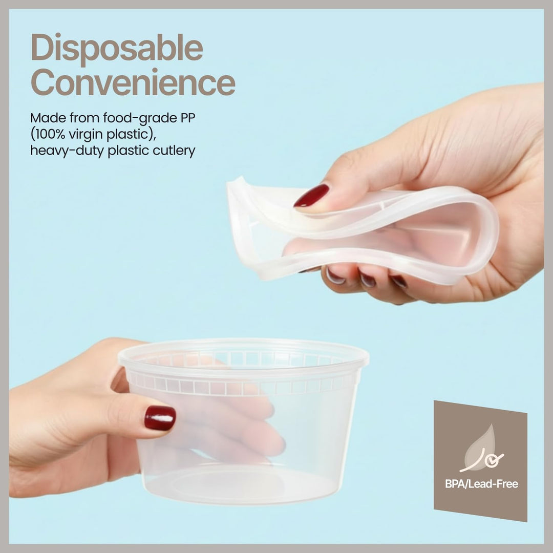 Bakken Plastic Deli Containers with Lids, Leak-Proof Food Storage Containers